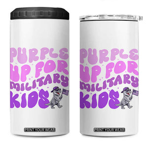 Purple Up For Military Kids 4 in 1 Can Cooler Tumbler Groovy Dino Dinosaur Military Child Month TS10 One Size: 16 oz White Print Your Wear