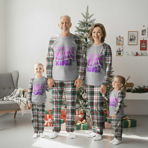 Purple Up For Military Kids Plaid Pajama Set Groovy Dino Dinosaur Military Child Month TS10 Christmas Plaid Print Your Wear