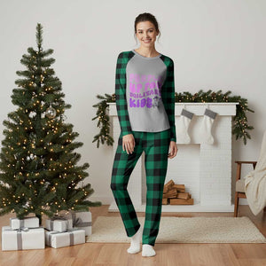 Purple Up For Military Kids Plaid Pajama Set Groovy Dino Dinosaur Military Child Month TS10 Green Plaid Print Your Wear