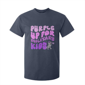 Purple Up For Military Kids T Shirt For Kid Groovy Dino Dinosaur Military Child Month TS10 Navy Print Your Wear
