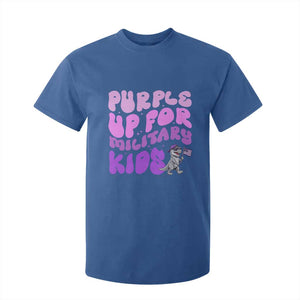 Purple Up For Military Kids T Shirt For Kid Groovy Dino Dinosaur Military Child Month TS10 Royal Blue Print Your Wear