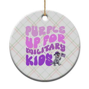Purple Up For Military Kids Ceramic Ornament Groovy Dino Dinosaur Military Child Month TS10 1pc Christmas Plaid Print Your Wear