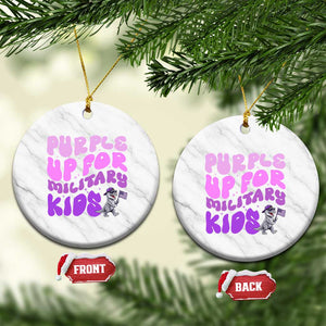 Purple Up For Military Kids Ceramic Ornament Groovy Dino Dinosaur Military Child Month TS10 1pc White Marble Print Your Wear