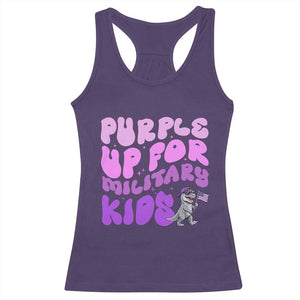 Purple Up For Military Kids Racerback Tank Top Groovy Dino Dinosaur Military Child Month TS10 Purple Print Your Wear