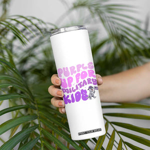 Purple Up For Military Kids Skinny Tumbler Groovy Dino Dinosaur Military Child Month TS10 Print Your Wear