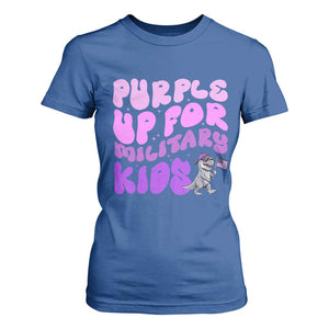 Purple Up For Military Kids T Shirt For Women Groovy Dino Dinosaur Military Child Month TS10 Royal Blue Print Your Wear