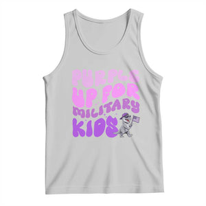 Purple Up For Military Kids Tank Top Groovy Dino Dinosaur Military Child Month TS10 Ash Print Your Wear