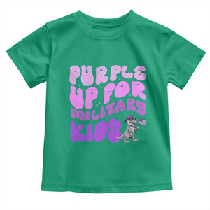 Purple Up For Military Kids Toddler T Shirt Groovy Dino Dinosaur Military Child Month TS10 Irish Green Print Your Wear
