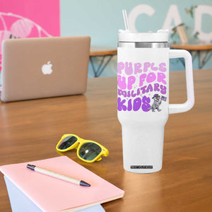 Purple Up For Military Kids Tumbler With Handle Groovy Dino Dinosaur Military Child Month TS10 Print Your Wear