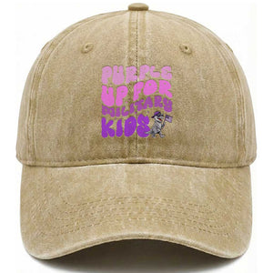 Purple Up For Military Kids Washed Cotton Baseball Cap Groovy Dino Dinosaur Military Child Month TS10 Washed Cap Universal Fit Khaki Print Your Wear