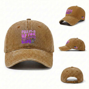 Purple Up For Military Kids Washed Cotton Baseball Cap Groovy Dino Dinosaur Military Child Month TS10 Washed Cap Universal Fit Yellow Ochre Print Your Wear