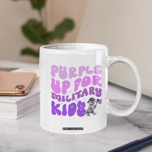 Purple Up For Military Kids Coffee Mug Groovy Dino Dinosaur Military Child Month TS10 Print Your Wear