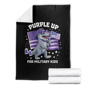 Dinosaur Military Kids Throw Blanket Purple Up For Military Child Month Patriotic USA Flag TS10 Black Print Your Wear