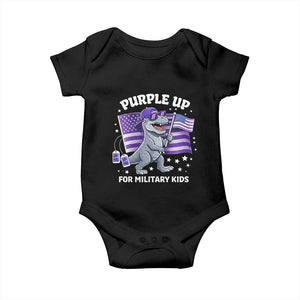 Dinosaur Military Kids Baby Onesie Purple Up For Military Child Month Patriotic USA Flag TS10 Black Print Your Wear