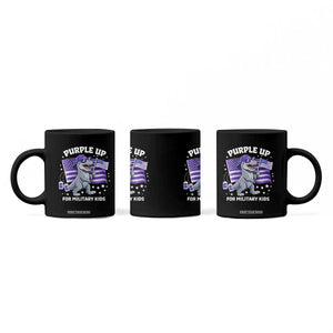 Dinosaur Military Kids Coffee Mug Purple Up For Military Child Month Patriotic USA Flag TS10 Print Your Wear