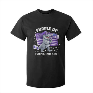 Dinosaur Military Kids T Shirt For Kid Purple Up For Military Child Month Patriotic USA Flag TS10 Black Print Your Wear