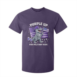 Dinosaur Military Kids T Shirt For Kid Purple Up For Military Child Month Patriotic USA Flag TS10 Purple Print Your Wear