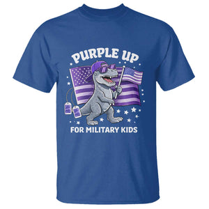 Dinosaur Military Kids T Shirt Purple Up For Military Child Month Patriotic USA Flag TS10 Royal Blue Print Your Wear
