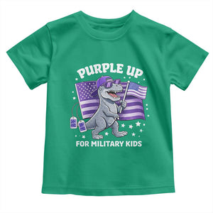 Dinosaur Military Kids Toddler T Shirt Purple Up For Military Child Month Patriotic USA Flag TS10 Irish Green Print Your Wear