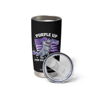 Dinosaur Military Kids Tumbler Cup Purple Up For Military Child Month Patriotic USA Flag TS10 Print Your Wear