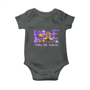 Purple Up Military Kids Baby Onesie Month Of Military Child Army TS10 Dark Heather Print Your Wear