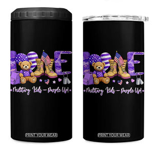 Purple Up Military Kids 4 in 1 Can Cooler Tumbler Month Of Military Child Army TS10 One Size: 16 oz Black Print Your Wear