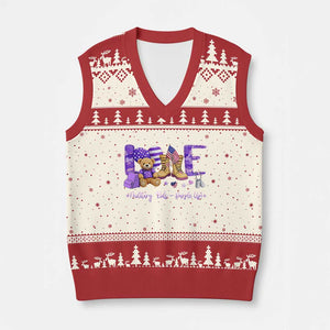 Purple Up Military Kids V-Neck Knit Sweater Vest Month Of Military Child Army TS10 Beige Red Print Your Wear