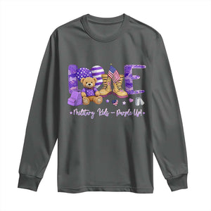 Purple Up Military Kids Long Sleeve Shirt Month Of Military Child Army TS10 Dark Heather Print Your Wear