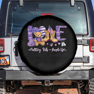 Purple Up Military Kids Spare Tire Cover Month Of Military Child Army TS10 No hole Black Print Your Wear