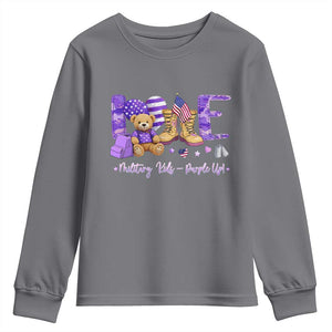 Purple Up Military Kids Youth Sweatshirt Month Of Military Child Army TS10 Charcoal Print Your Wear
