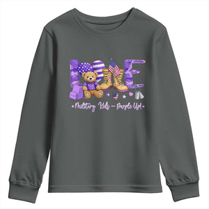Purple Up Military Kids Youth Sweatshirt Month Of Military Child Army TS10 Dark Heather Print Your Wear