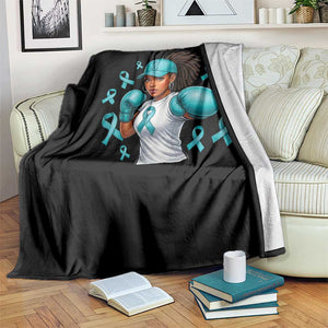 Black Women Fight Sexual Assault Awareness Throw Blanket African American Teal Ribbon Support TS10 Print Your Wear