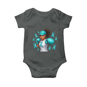 Black Women Fight Sexual Assault Awareness Baby Onesie African American Teal Ribbon Support TS10 Dark Heather Print Your Wear