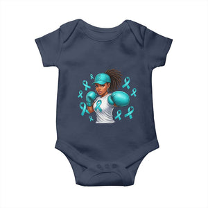 Black Women Fight Sexual Assault Awareness Baby Onesie African American Teal Ribbon Support TS10 Navy Print Your Wear