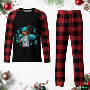 Black Women Fight Sexual Assault Awareness Plaid Pajama Set African American Teal Ribbon Support TS10 Buffalo Plaid Print Your Wear