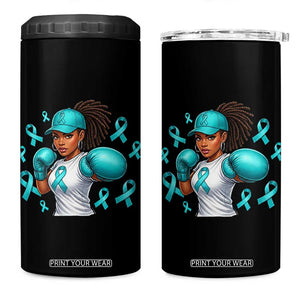 Black Women Fight Sexual Assault Awareness 4 in 1 Can Cooler Tumbler African American Teal Ribbon Support TS10 One Size: 16 oz Black Print Your Wear
