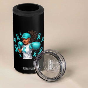 Black Women Fight Sexual Assault Awareness 4 in 1 Can Cooler Tumbler African American Teal Ribbon Support TS10 Print Your Wear