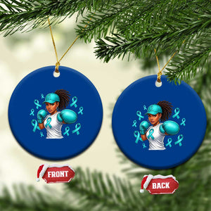Black Women Fight Sexual Assault Awareness Ceramic Ornament African American Teal Ribbon Support TS10 1pc Blue Print Your Wear