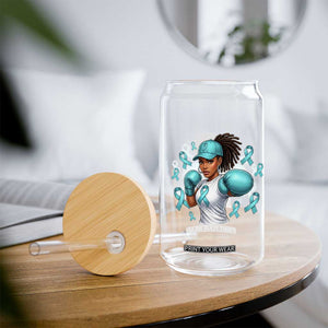 Black Women Fight Sexual Assault Awareness Glass Can African American Teal Ribbon Support TS10 Print Your Wear