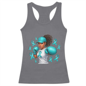 Black Women Fight Sexual Assault Awareness Racerback Tank Top African American Teal Ribbon Support TS10 Charcoal Print Your Wear