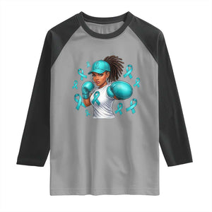 Black Women Fight Sexual Assault Awareness Raglan Shirt African American Teal Ribbon Support TS10 Sport Gray Black Print Your Wear