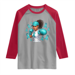 Black Women Fight Sexual Assault Awareness Raglan Shirt African American Teal Ribbon Support TS10 Sport Gray Red Print Your Wear