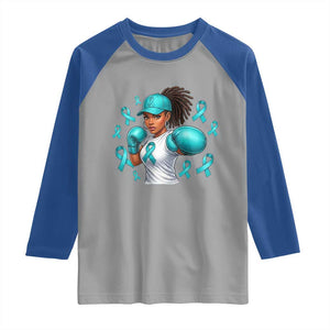 Black Women Fight Sexual Assault Awareness Raglan Shirt African American Teal Ribbon Support TS10 Sport Gray Royal Print Your Wear