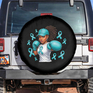Black Women Fight Sexual Assault Awareness Spare Tire Cover African American Teal Ribbon Support TS10 No hole Black Print Your Wear