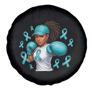 Black Women Fight Sexual Assault Awareness Spare Tire Cover African American Teal Ribbon Support TS10 Print Your Wear