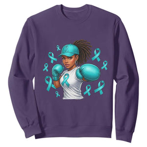 Black Women Fight Sexual Assault Awareness Sweatshirt African American Teal Ribbon Support TS10 Purple Print Your Wear