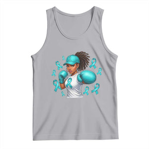 Black Women Fight Sexual Assault Awareness Tank Top African American Teal Ribbon Support TS10 Athletic Heather Print Your Wear
