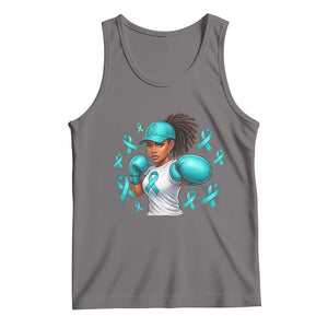 Black Women Fight Sexual Assault Awareness Tank Top African American Teal Ribbon Support TS10 Deep Heather Print Your Wear