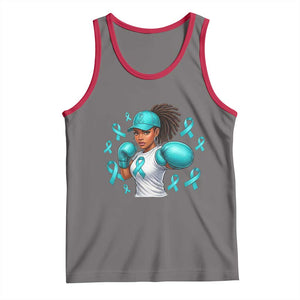 Black Women Fight Sexual Assault Awareness Tank Top African American Teal Ribbon Support TS10 Deep Heather Red Print Your Wear