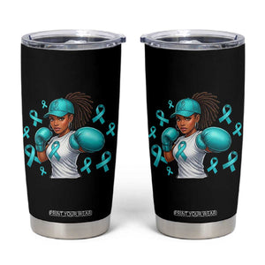 Black Women Fight Sexual Assault Awareness Tumbler Cup African American Teal Ribbon Support TS10 Black Print Your Wear